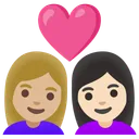 Couple with Heart: Woman, Woman, Medium-Light Skin Tone, Light Skin Tone