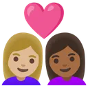 Couple with Heart: Woman, Woman, Medium-Light Skin Tone, Medium-Dark Skin Tone