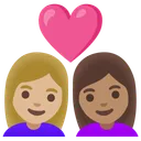 Couple with Heart: Woman, Woman, Medium-Light Skin Tone, Medium Skin Tone