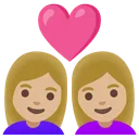 Couple with Heart: Woman, Woman, Medium-Light Skin Tone