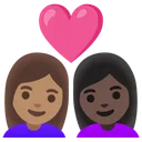 Couple with Heart: Woman, Woman, Medium Skin Tone, Dark Skin Tone