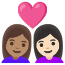Couple with Heart: Woman, Woman, Medium Skin Tone, Light Skin Tone