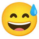 땀을 흘리며 웃는 얼굴