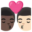 Kiss: Man, Man, Dark Skin Tone, Light Skin Tone