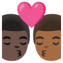 Kiss: Man, Man, Dark Skin Tone, Medium-Dark Skin Tone