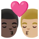 Kiss: Man, Man, Dark Skin Tone, Medium-Light Skin Tone