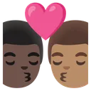 Kiss: Man, Man, Dark Skin Tone, Medium Skin Tone