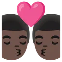 Kiss: Man, Man, Dark Skin Tone