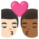 Kiss: Man, Man, Light Skin Tone, Medium-Dark Skin Tone