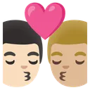 Kiss: Man, Man, Light Skin Tone, Medium-Light Skin Tone