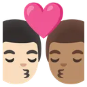 Kiss: Man, Man, Light Skin Tone, Medium Skin Tone