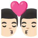 Kiss: Man, Man, Light Skin Tone