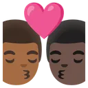 Kiss: Man, Man, Medium-Dark Skin Tone, Dark Skin Tone