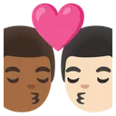 Kiss: Man, Man, Medium-Dark Skin Tone, Light Skin Tone