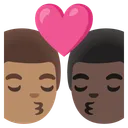 Kiss: Man, Man, Medium Skin Tone, Dark Skin Tone