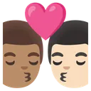Kiss: Man, Man, Medium Skin Tone, Light Skin Tone