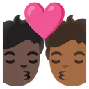 Kiss: Person, Person, Dark Skin Tone, Medium-Dark Skin Tone