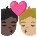 Kiss: Person, Person, Dark Skin Tone, Medium-Light Skin Tone