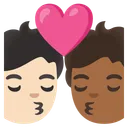 Kiss: Person, Person, Light Skin Tone, Medium-Dark Skin Tone