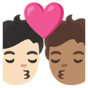 Kiss: Person, Person, Light Skin Tone, Medium Skin Tone