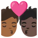 Kiss: Person, Person, Medium-Dark Skin Tone, Dark Skin Tone