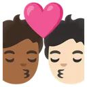 Kiss: Person, Person, Medium-Dark Skin Tone, Light Skin Tone