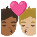 Kiss: Person, Person, Medium-Dark Skin Tone, Medium-Light Skin Tone