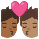 Kiss: Person, Person, Medium-Dark Skin Tone, Medium Skin Tone