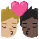 Kiss: Person, Person, Medium-Light Skin Tone, Dark Skin Tone