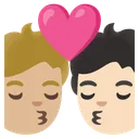 Kiss: Person, Person, Medium-Light Skin Tone, Light Skin Tone
