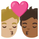 Kiss: Person, Person, Medium-Light Skin Tone, Medium-Dark Skin Tone