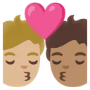 Kiss: Person, Person, Medium-Light Skin Tone, Medium Skin Tone