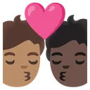 Kiss: Person, Person, Medium Skin Tone, Dark Skin Tone