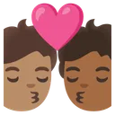 Kiss: Person, Person, Medium Skin Tone, Medium-Dark Skin Tone