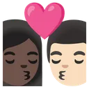 Kiss: Woman, Man, Dark Skin Tone, Light Skin Tone