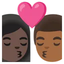 Kiss: Woman, Man, Dark Skin Tone, Medium-Dark Skin Tone