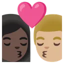 Kiss: Woman, Man, Dark Skin Tone, Medium-Light Skin Tone
