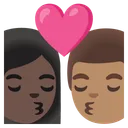 Kiss: Woman, Man, Dark Skin Tone, Medium Skin Tone
