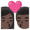 Kiss: Woman, Man, Dark Skin Tone