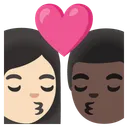 Kiss: Woman, Man, Light Skin Tone, Dark Skin Tone