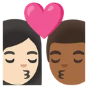 Kiss: Woman, Man, Light Skin Tone, Medium-Dark Skin Tone