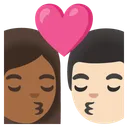 Kiss: Woman, Man, Medium-Dark Skin Tone, Light Skin Tone