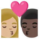 Kiss: Woman, Man, Medium-Light Skin Tone, Dark Skin Tone