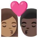 Kiss: Woman, Man, Medium Skin Tone, Dark Skin Tone