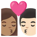 Kiss: Woman, Man, Medium Skin Tone, Light Skin Tone