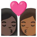 Kiss: Woman, Woman, Dark Skin Tone, Medium-Dark Skin Tone