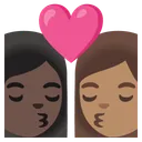 Kiss: Woman, Woman, Dark Skin Tone, Medium Skin Tone