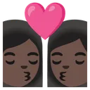 Kiss: Woman, Woman, Dark Skin Tone