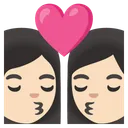 Kiss: Woman, Woman, Light Skin Tone