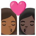 Kiss: Woman, Woman, Medium-Dark Skin Tone, Dark Skin Tone